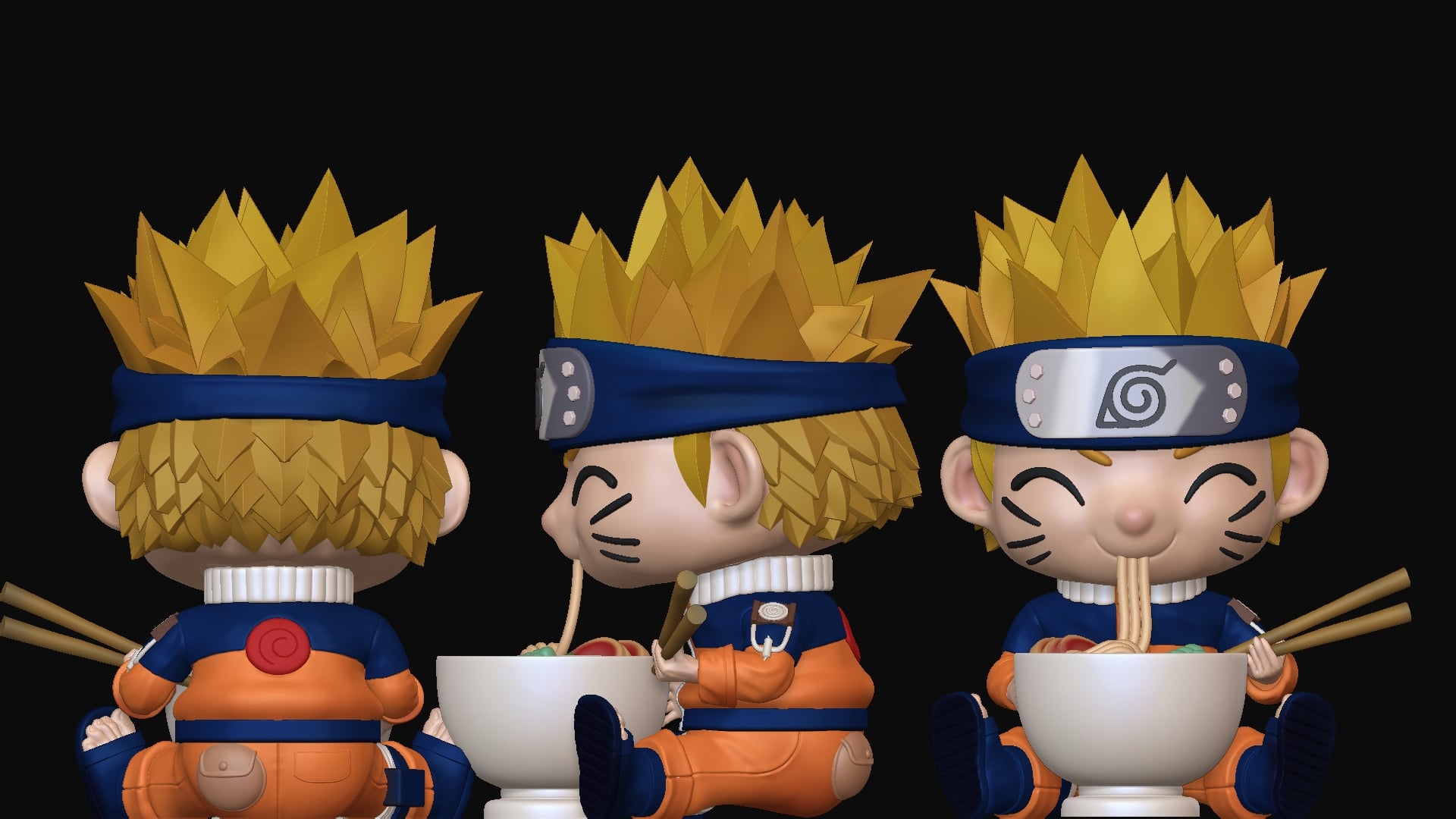 Naruto Eating Ramen 3d model