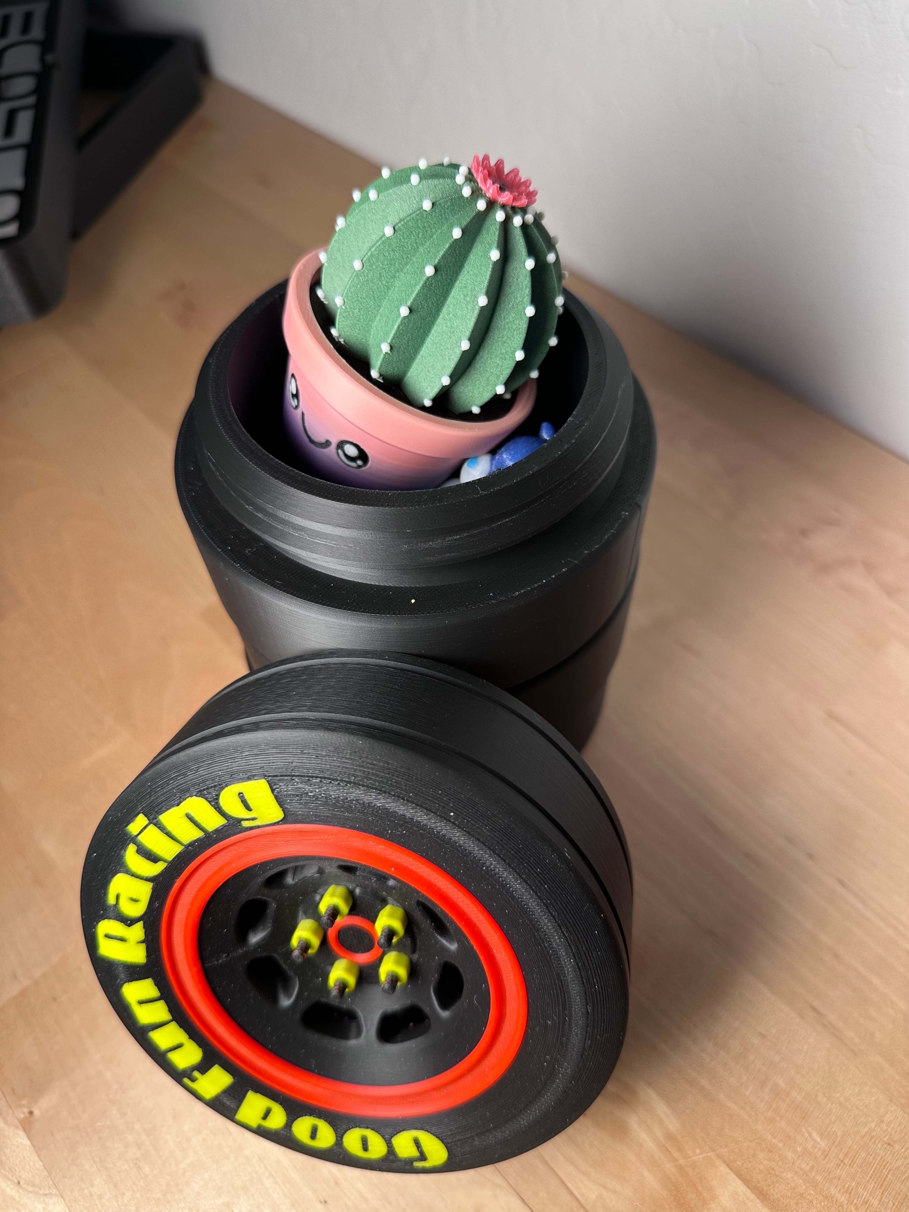 Stacked Tire Storage Container – NASCAR-Inspired Design 3d model