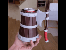 barrel with an ax mug for can 3d model