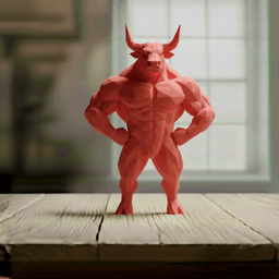 Buff Bull Low Poly - Geometric Bodybuilder Sculpture 3d model