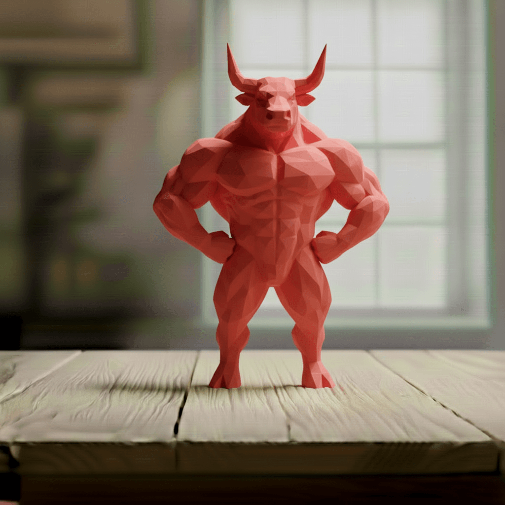 Buff Bull Low Poly - Geometric Bodybuilder Sculpture 3d model