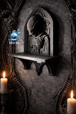 Wall Mounted Cyborg Xenomorph Shelf - Giger Decor 3d model