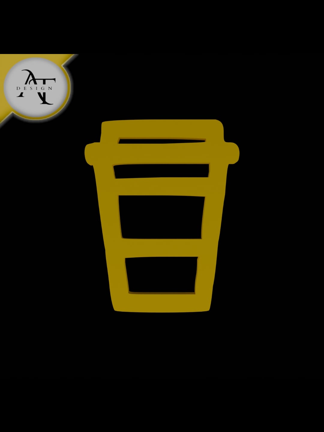 Simple Coffee Cup Symbol - 2D Art 3d model