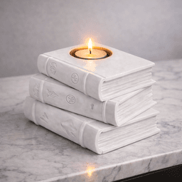 Stacked Books Tealight Holder STL – Book Lover Library Candle Decor 3d model