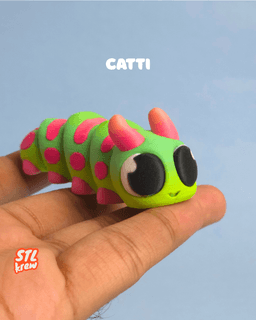 Cute articulated caterpillar - no support 3d model
