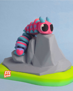 Cute articulated caterpillar - no support 3d model