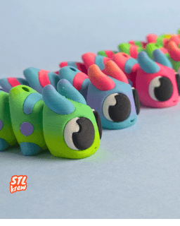 Cute articulated caterpillar - no support 3d model