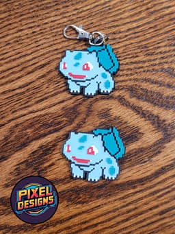 #0001 Bulbasaur Pixel Art with Keychain 3d model