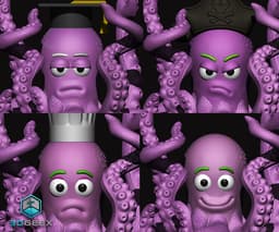 Octopus Helper: Octopu-Su-Chef, OctoPirate & Octopu-Student 3d model