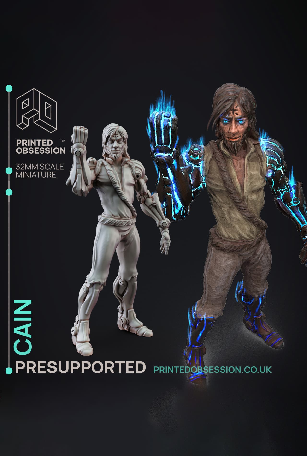 Cain - SCP - PRESUPPORTED - Illustrated and Stats - 32mm scale 3d model