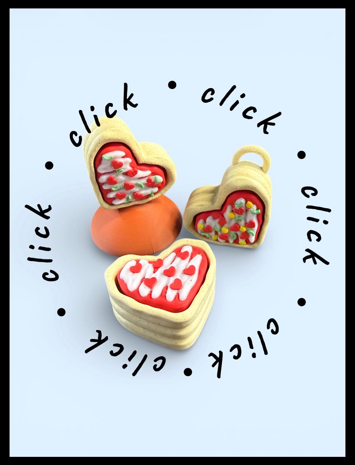 Heart Pizza Clickies 3d model