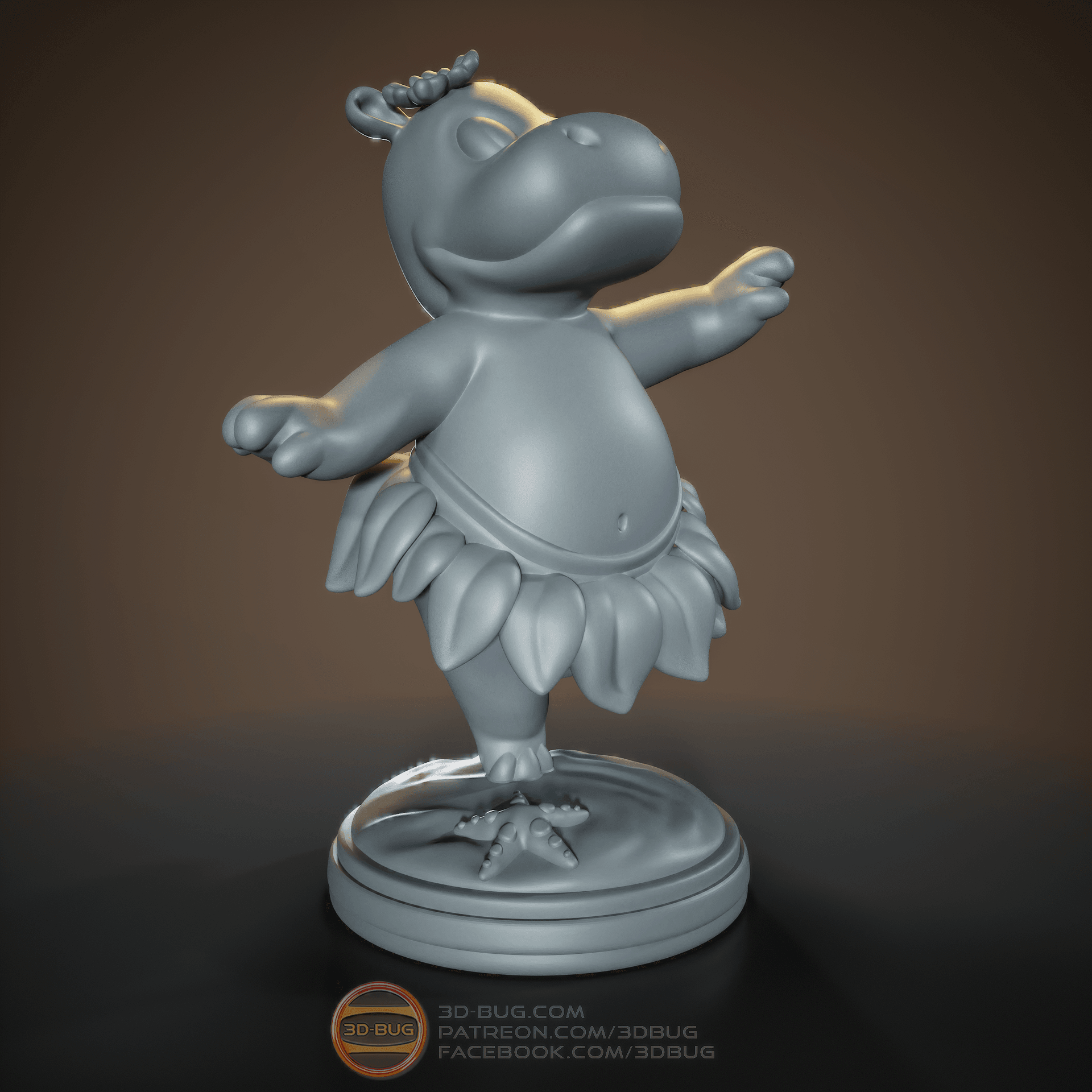 Stylized Hawaiian Hippo 3d model