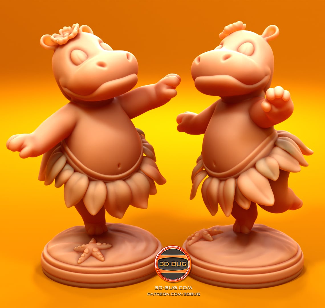 Stylized Hawaiian Hippo 3d model