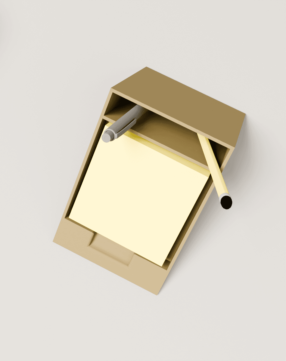 Sticky Note + Pen Holder Version 4 3d model