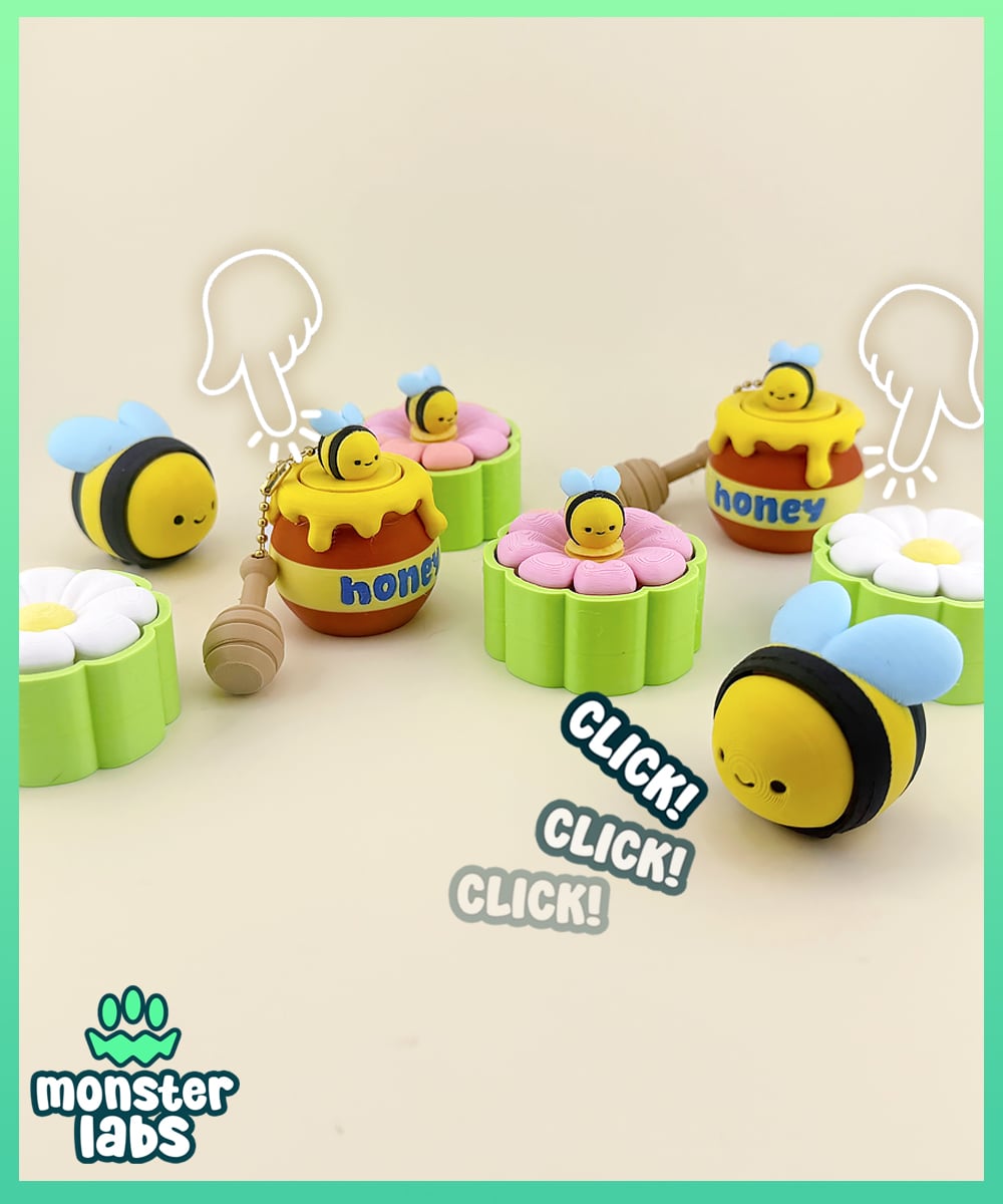 Bee Fidget Clicker Keychain Bundle 3d model