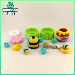 Bee Fidget Clicker Keychain Bundle 3d model