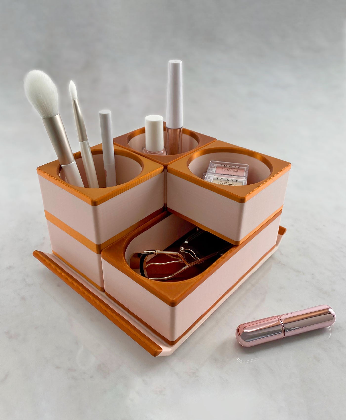 Makeup Organizer Modular Stacking Cosmetics Bins With Tray 3d model
