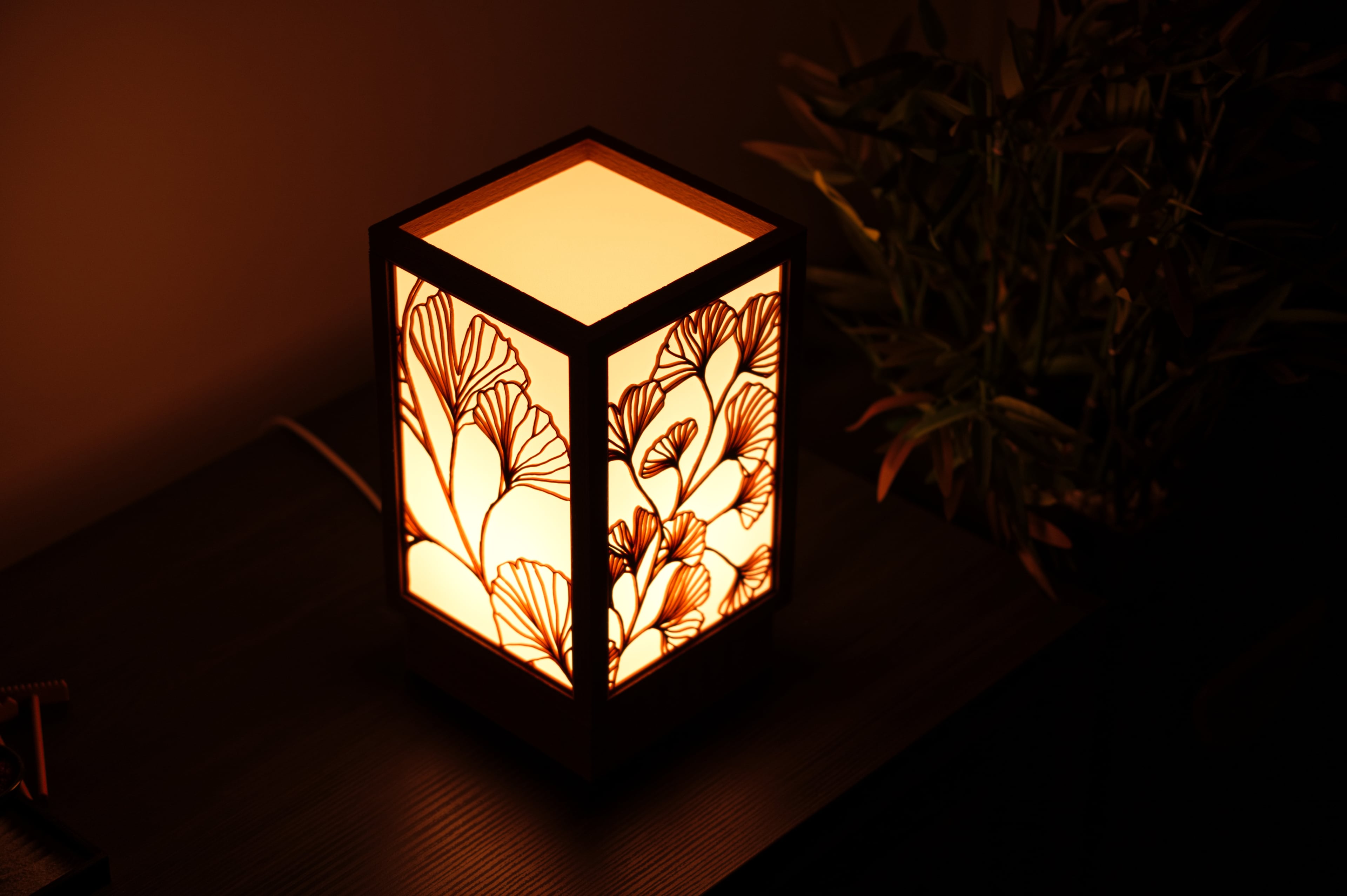 Japanese Lamp Ginkgo Line Art 3d model