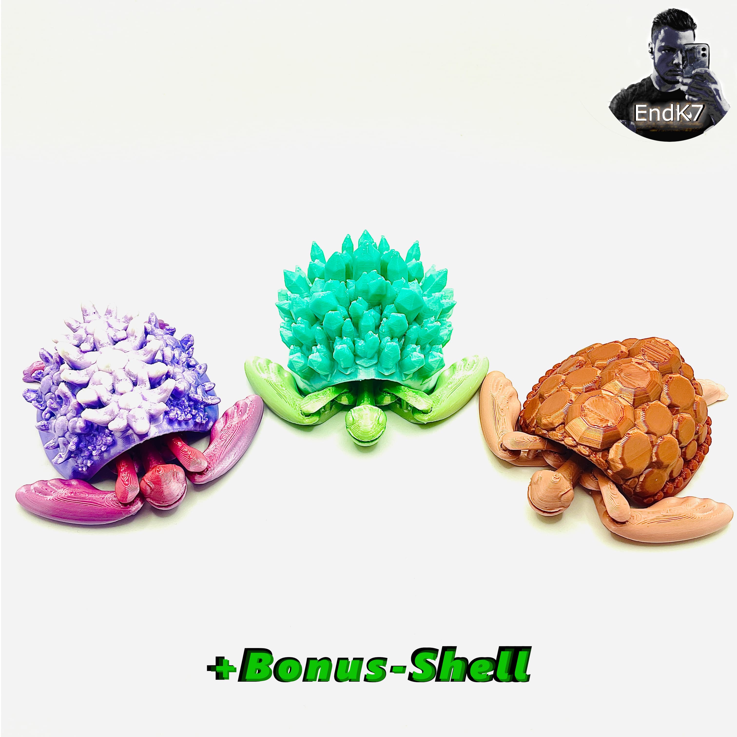 Cute Articulated Turtles #1 - Three Models - Swappable Shell - Print in Place - No Supports 3d model