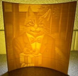 Lithophane of a Gift Giving Cat 3d model