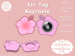 Hibiscus AirTag Holder Keychain 3d model