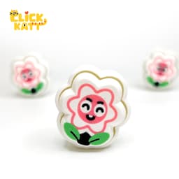White Flowers - Clicker Fidget Toy Keychain 3d model