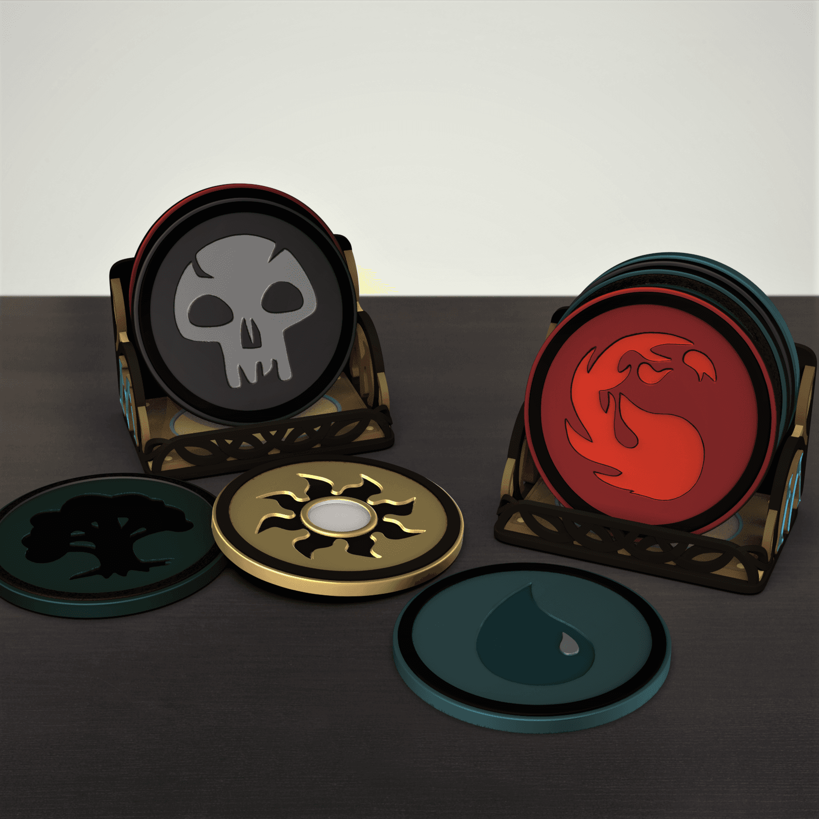 MTG Mana Coasters -(Set of 5) 3d model