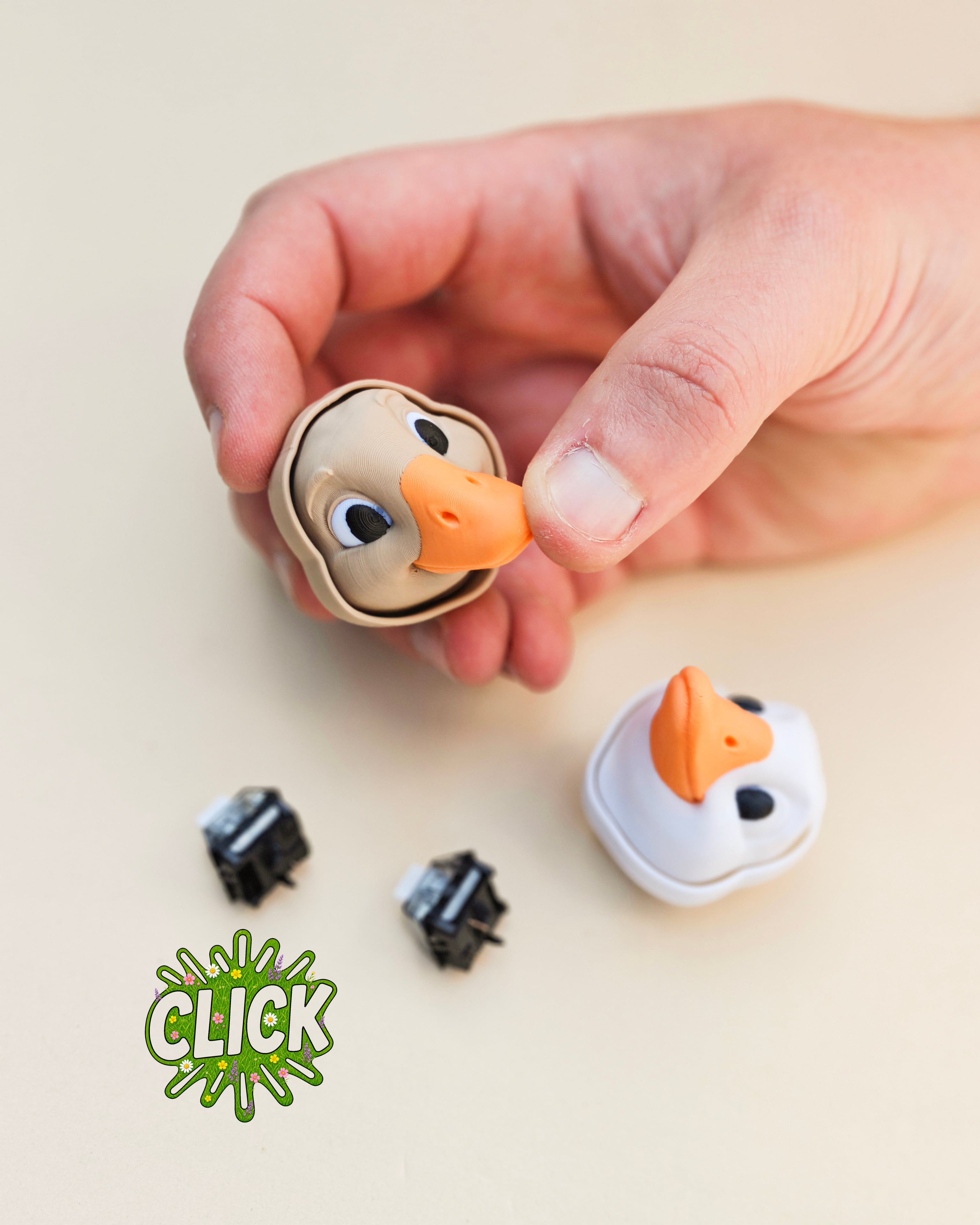 Goose Fidget Clicker Keychain, Farm Animal Desk Toy 3d model