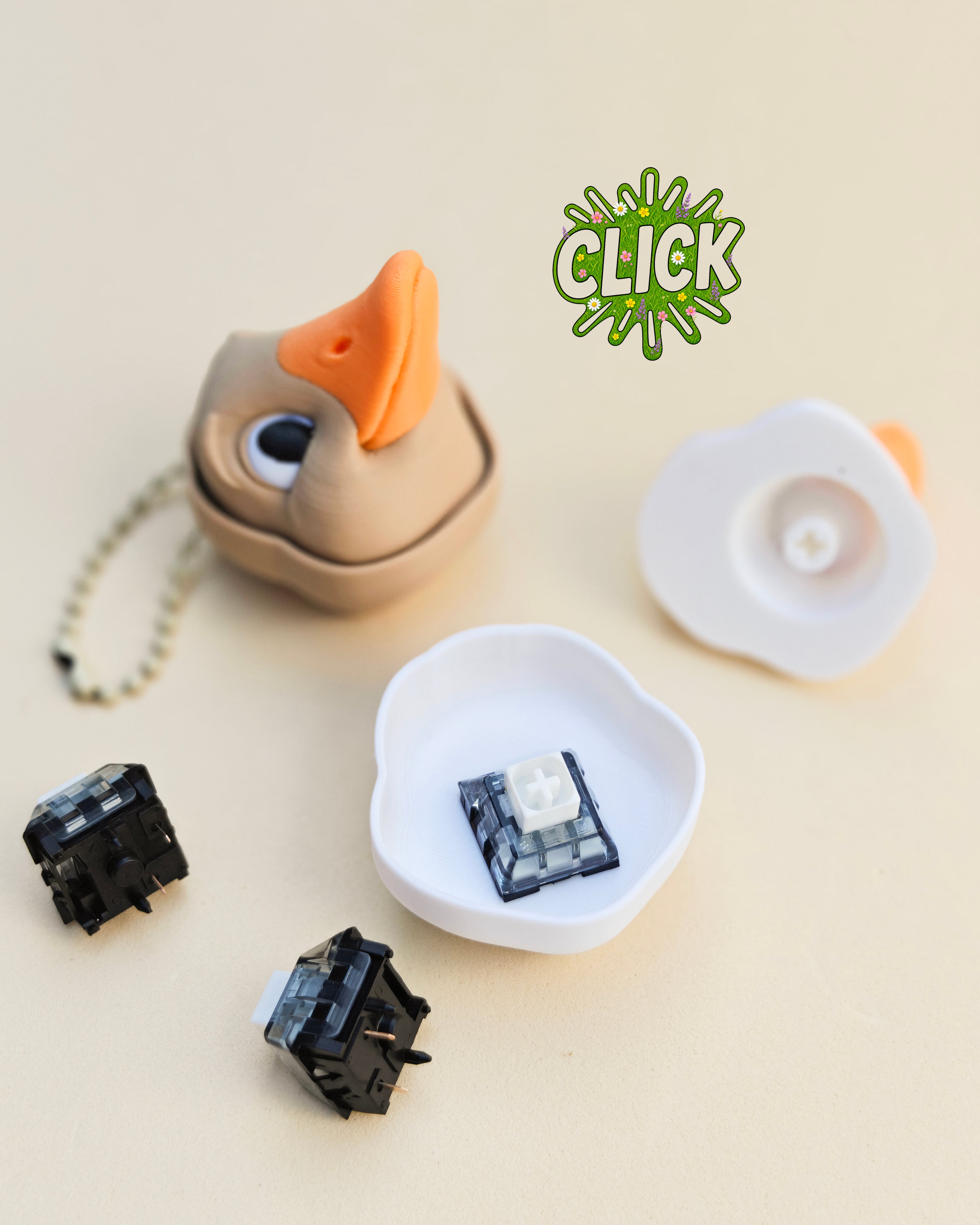 Goose Fidget Clicker Keychain, Farm Animal Desk Toy 3d model