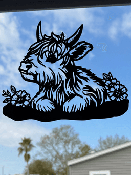HighlandCowFlowersButterflyWallArt.stl 3d model
