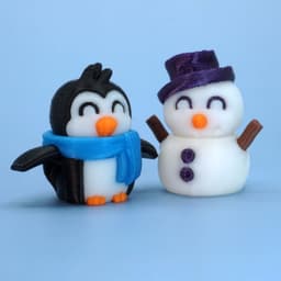 Tiny Penguin and Snowman 3d model