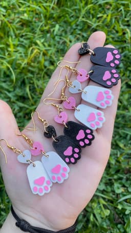 Cat Paw Earrings 3d model