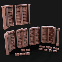 Grand Bookshelf & Ladders 3d model