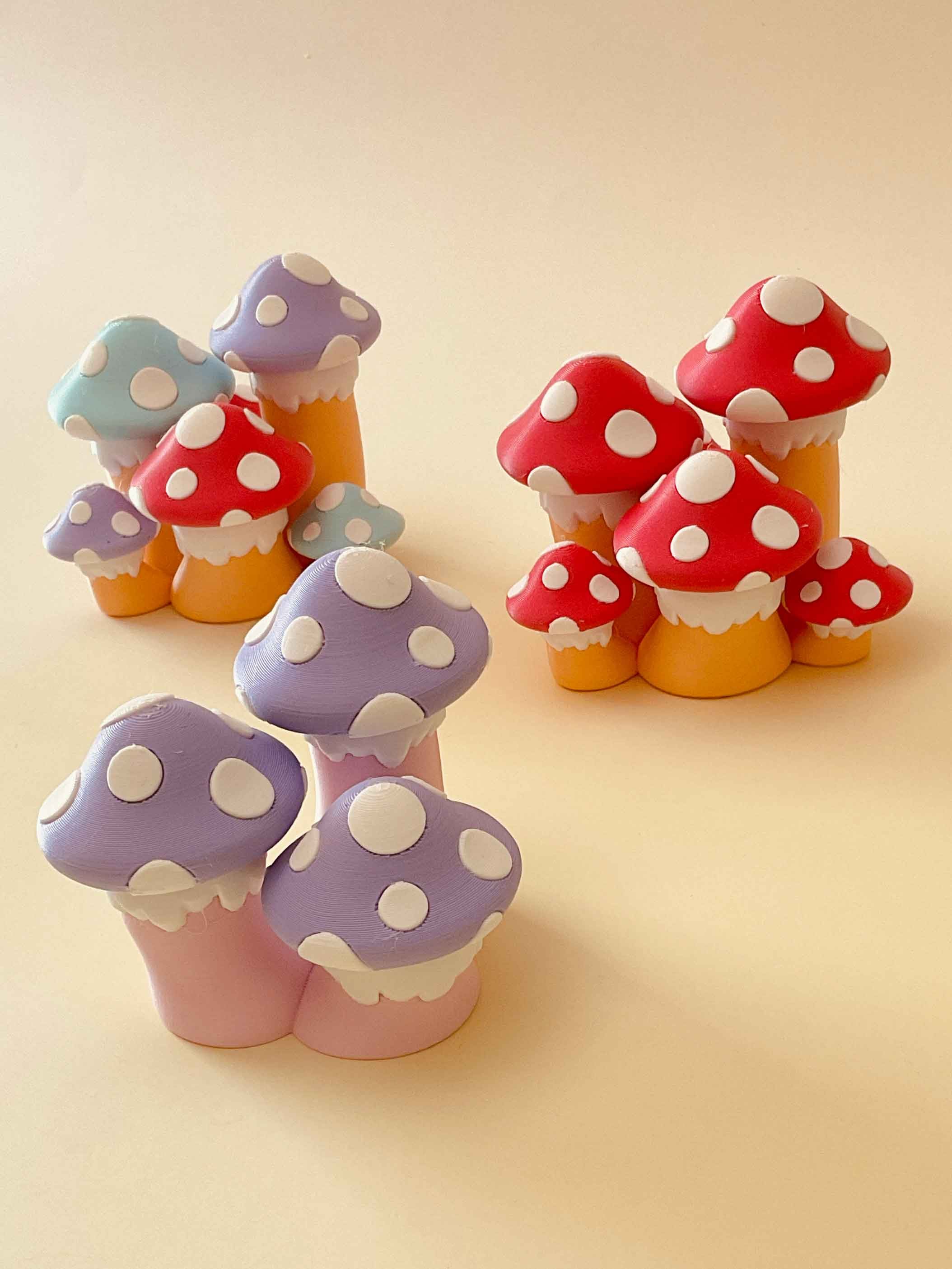Toadstool Mushroom Cluster Multi Clicker Keychain Fidget Toy Bundle 3d model