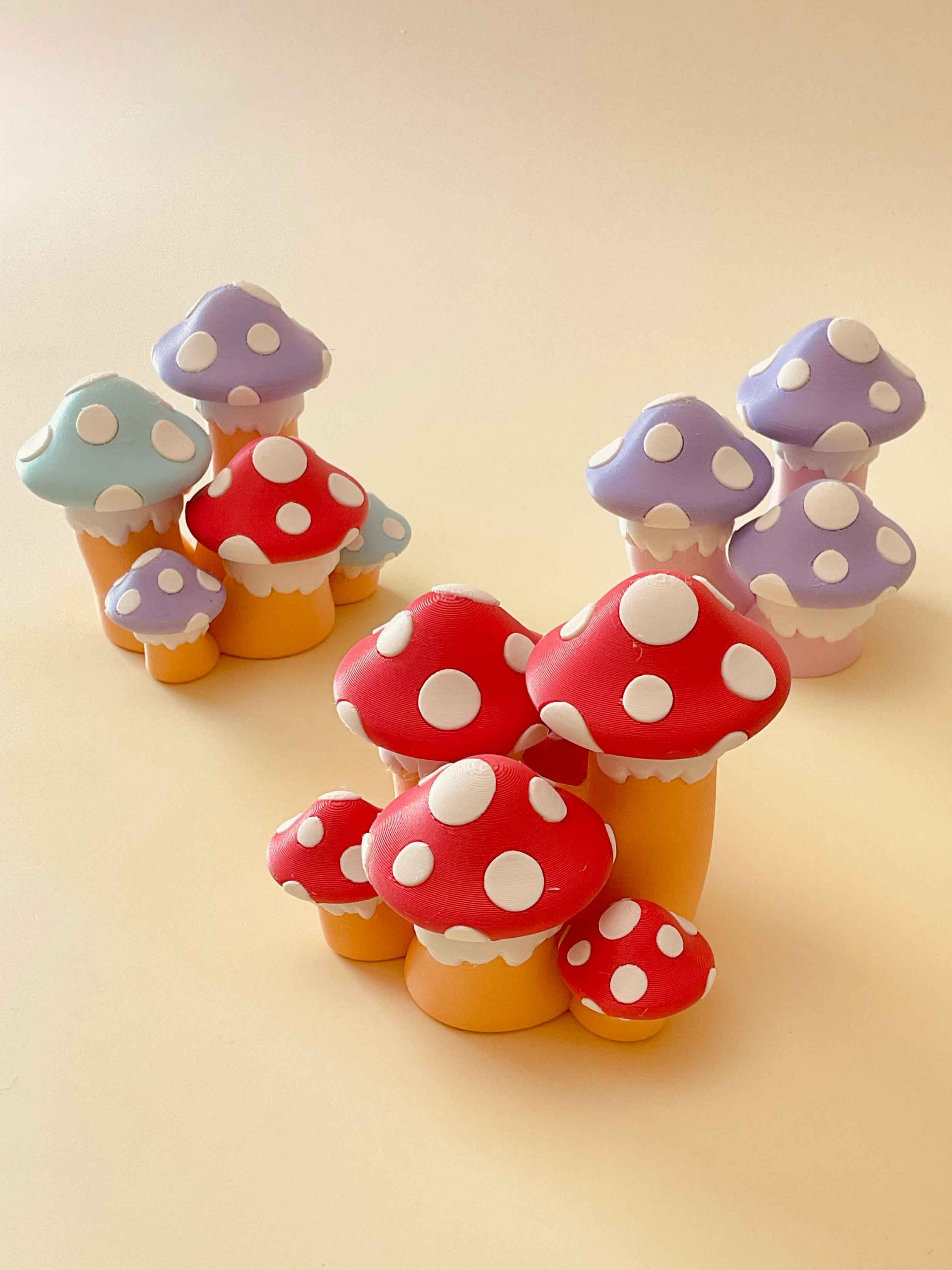 Toadstool Mushroom Cluster Multi Clicker Keychain Fidget Toy Bundle 3d model