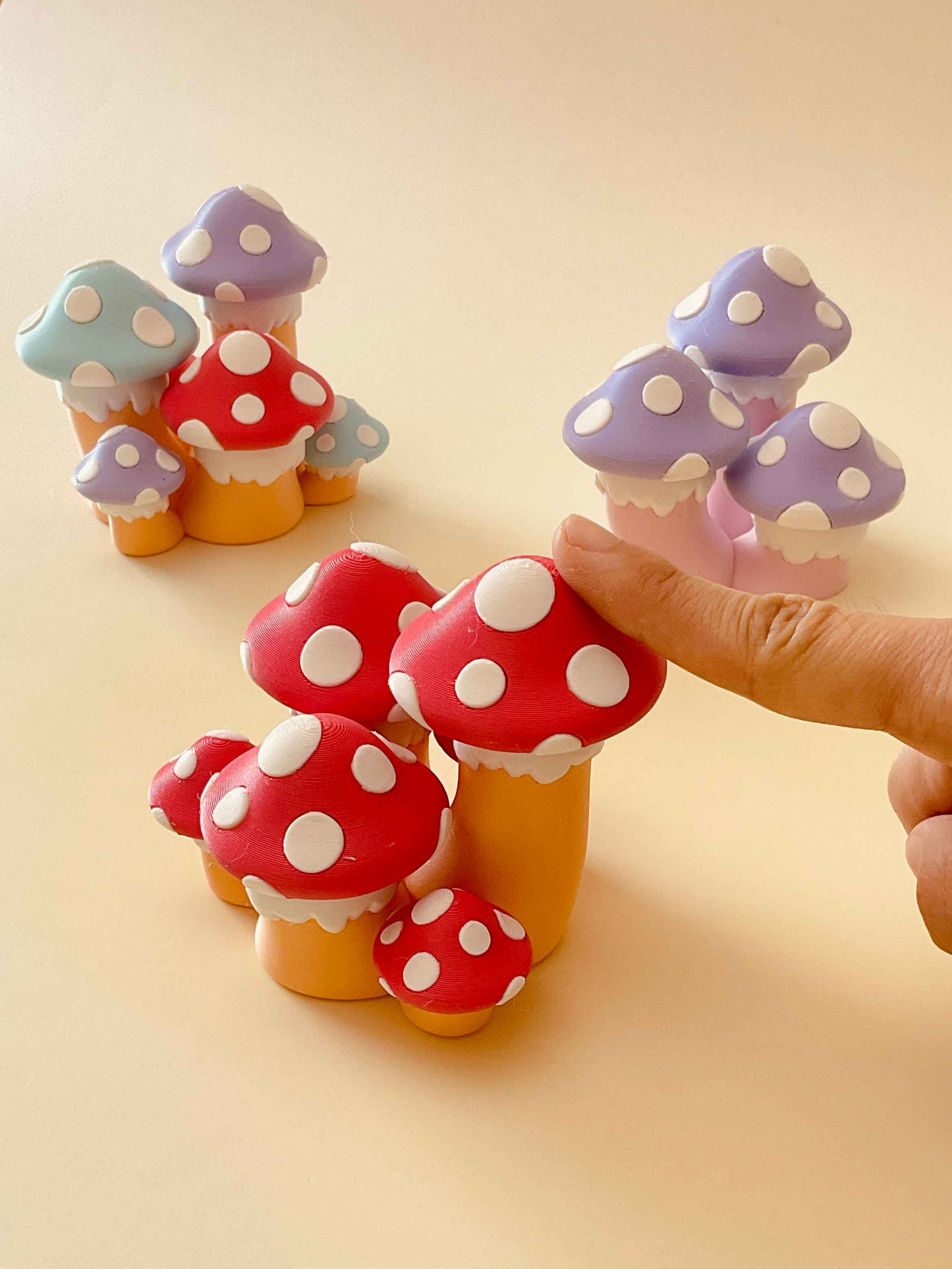 Toadstool Mushroom Cluster Multi Clicker Keychain Fidget Toy Bundle 3d model