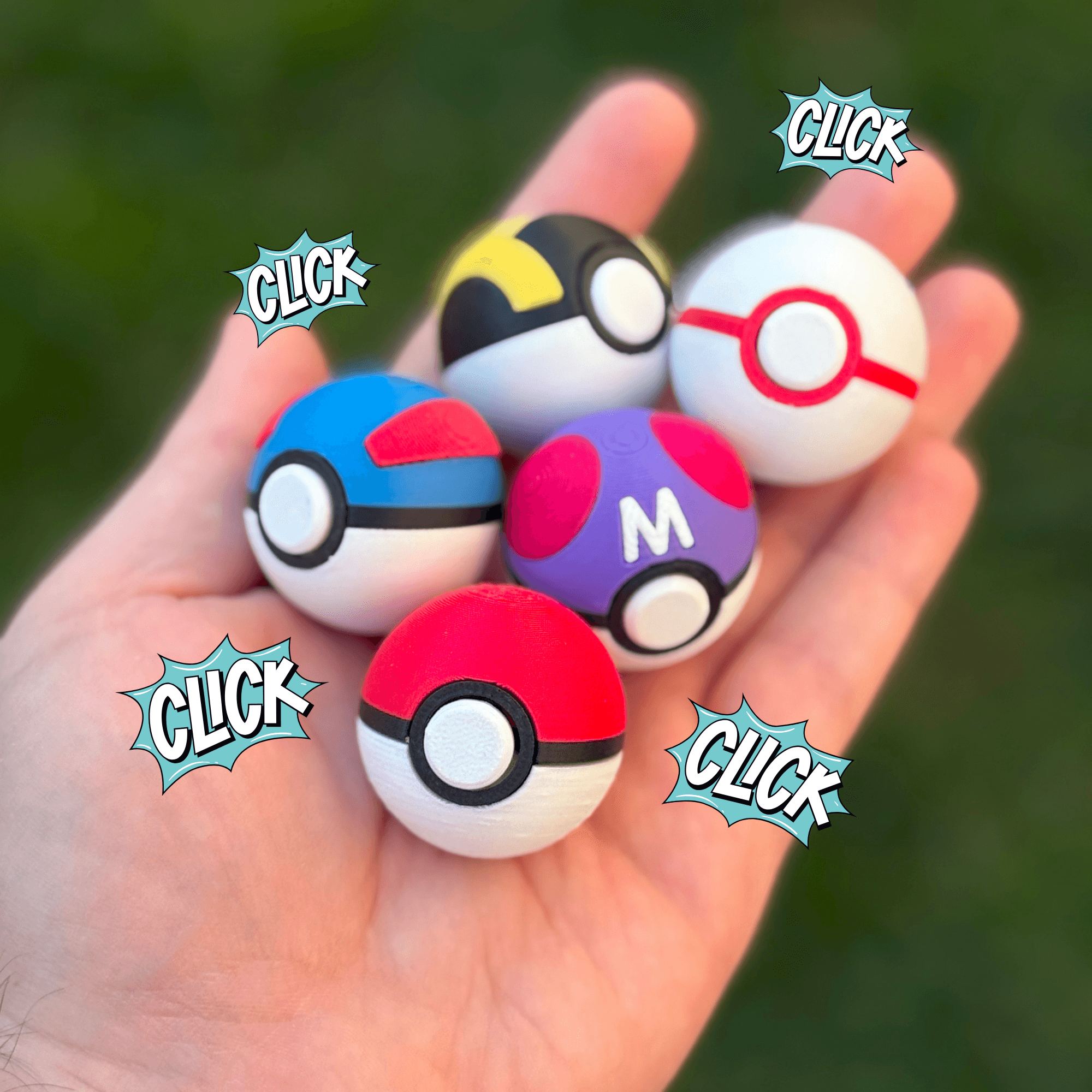 Pokeball Clicker Fidgets - PACK 1 3d model