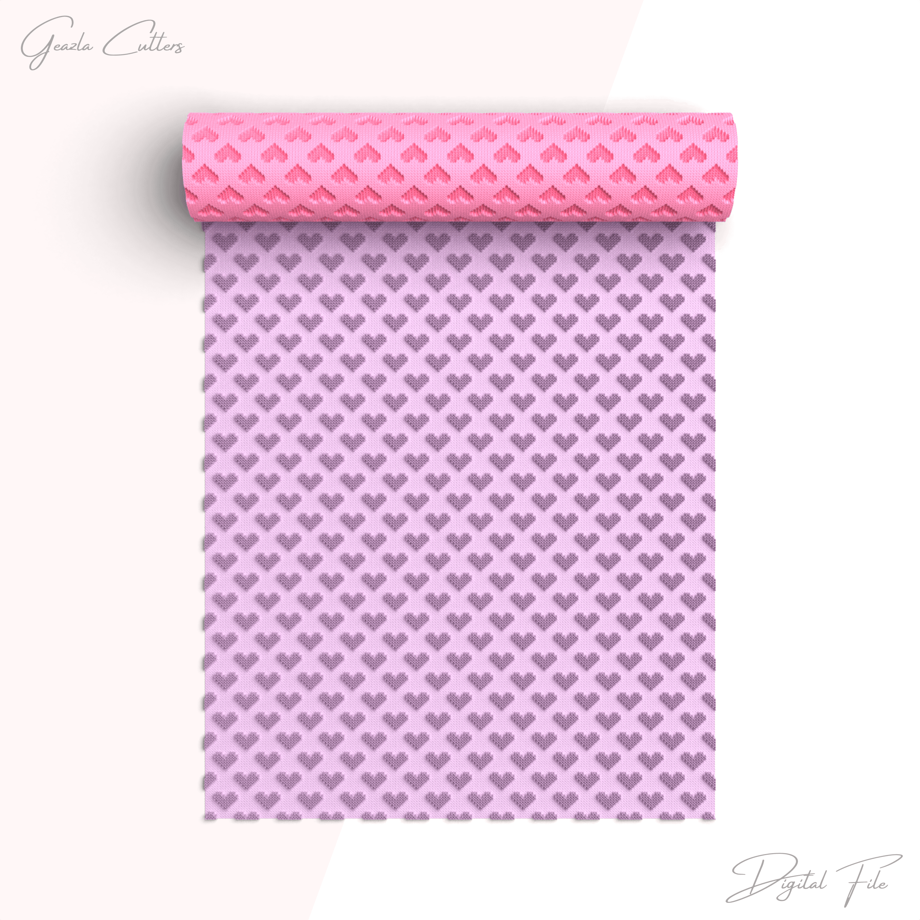 Knitted Hearts Texture Roller For Polymer Clay, Fabric Clay Texture Rolling Pin, No: 1445 3d model