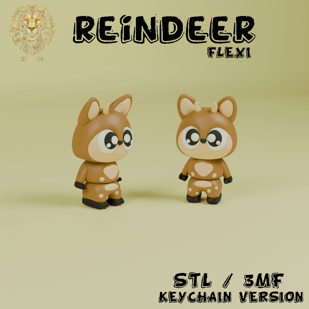Cute Flexi Reindeer 3d model