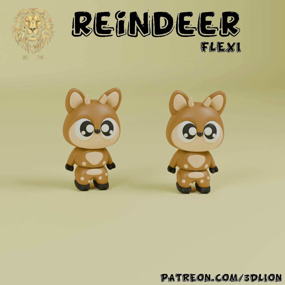 Cute Flexi Reindeer 3d model
