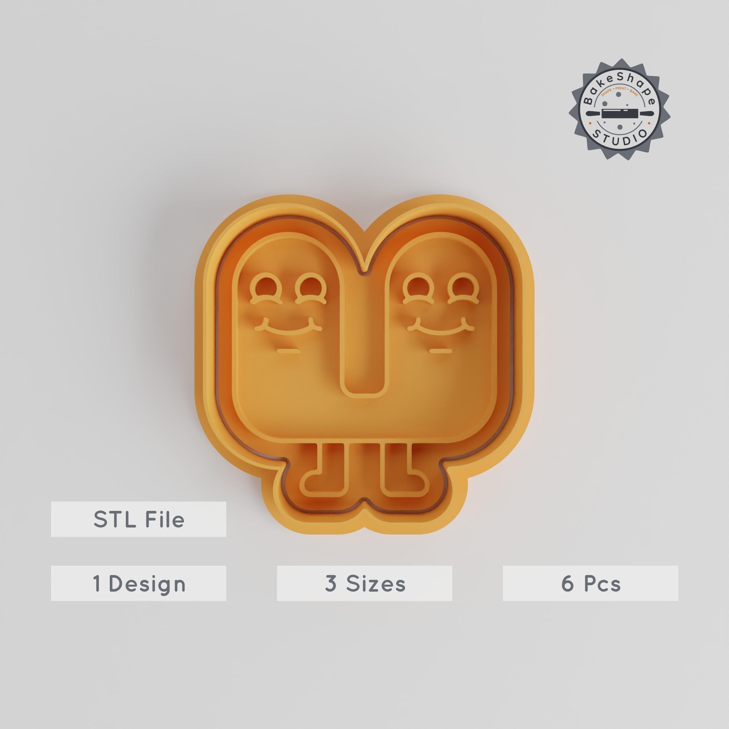 U-Shape Monster Cookie Cutter & Stamp Set, 6 Piece Bundle, Alien Character Design, Perfect for Cookies & Fondant, Sizes S/M/L PRODUCT_3073 3d model