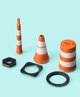 Traffic Cone, Construction Barrel, Delineator Post Assortment 3d model