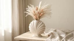 Organic Scallop Shell Vase - Biomorphic Coastal Home Decor 3d model