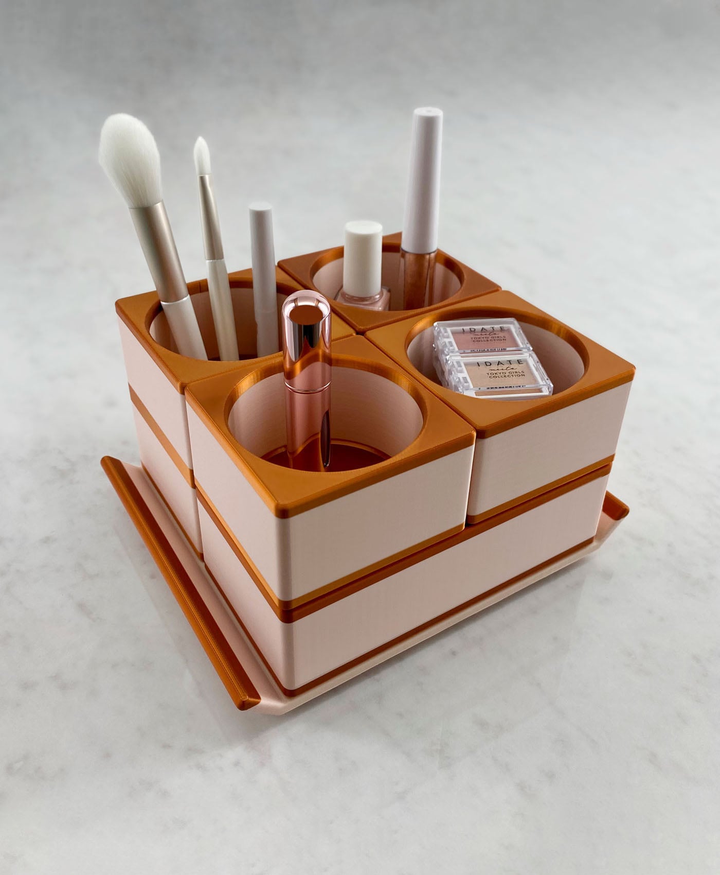 Makeup Organizer Modular Stacking Cosmetics Bins With Tray 3d model