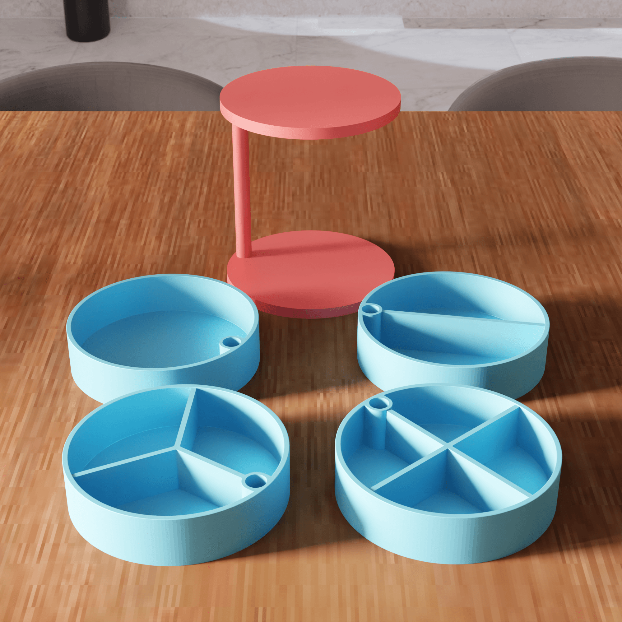 Rotating Tiered Modular Desktop Organizer 3d model