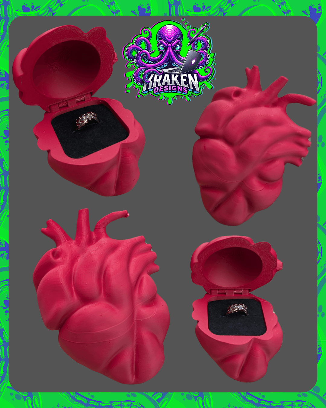 Anatomical Heart Ring/Jewellery Box 3d model