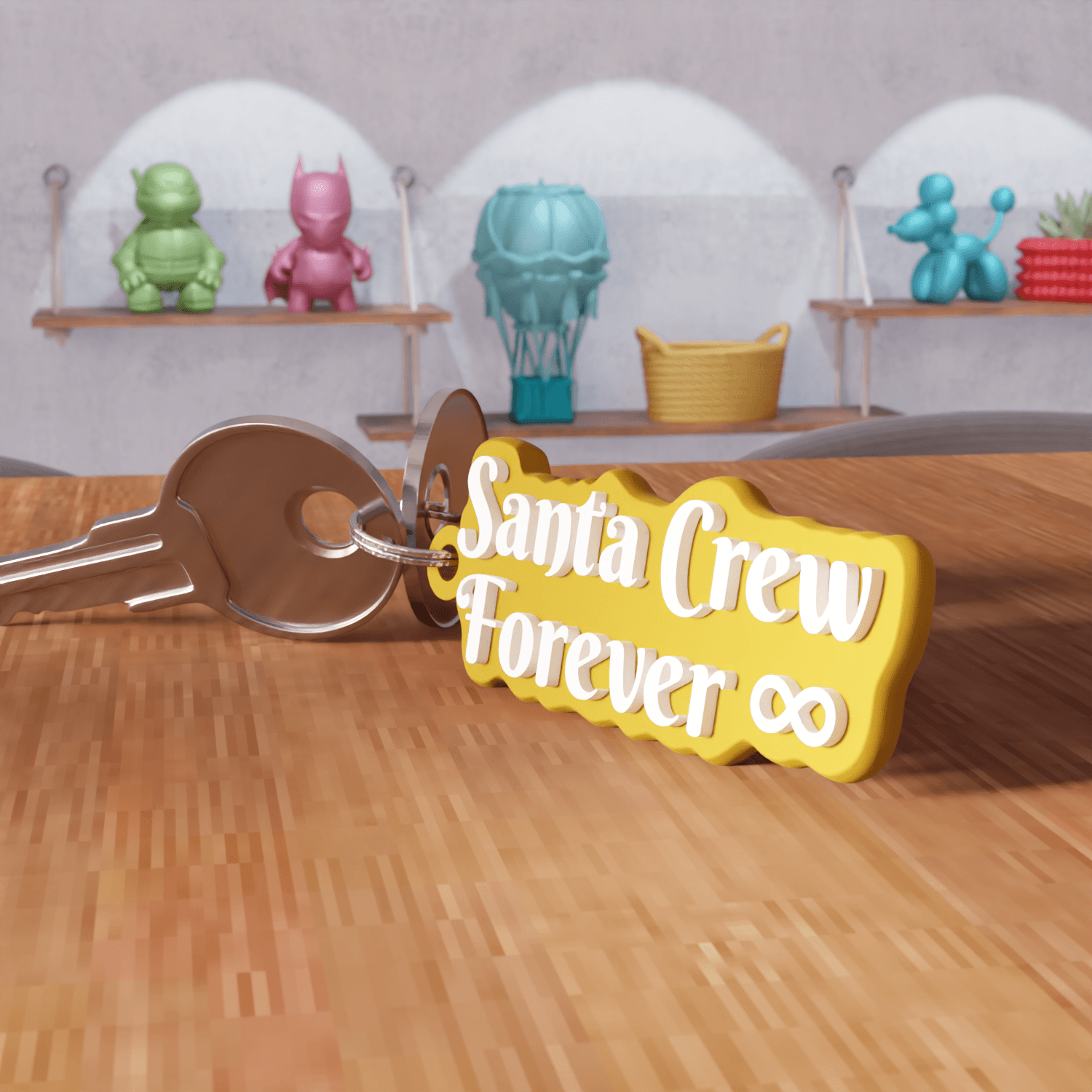 Santa Crew Forever Christmas Keychain 3d model