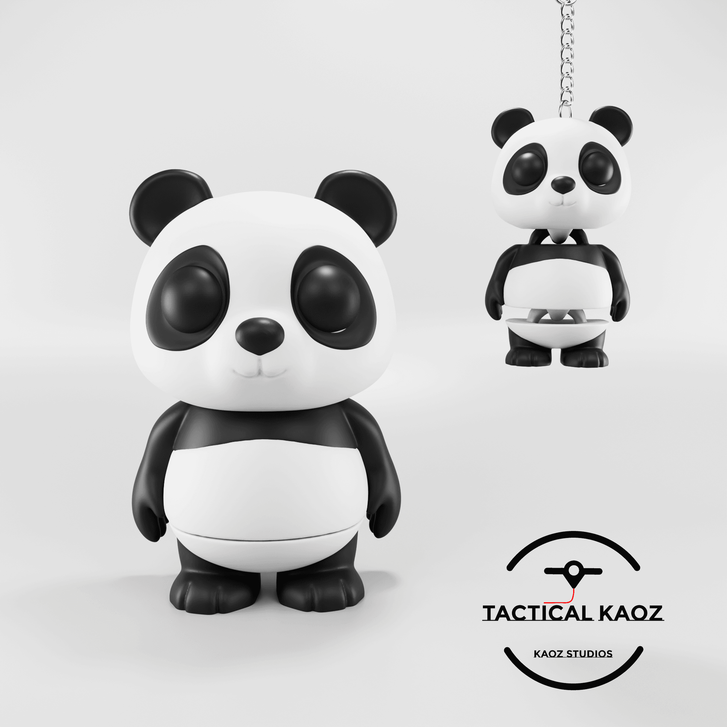 Flexy Panda Figurine + Keychain 3d model