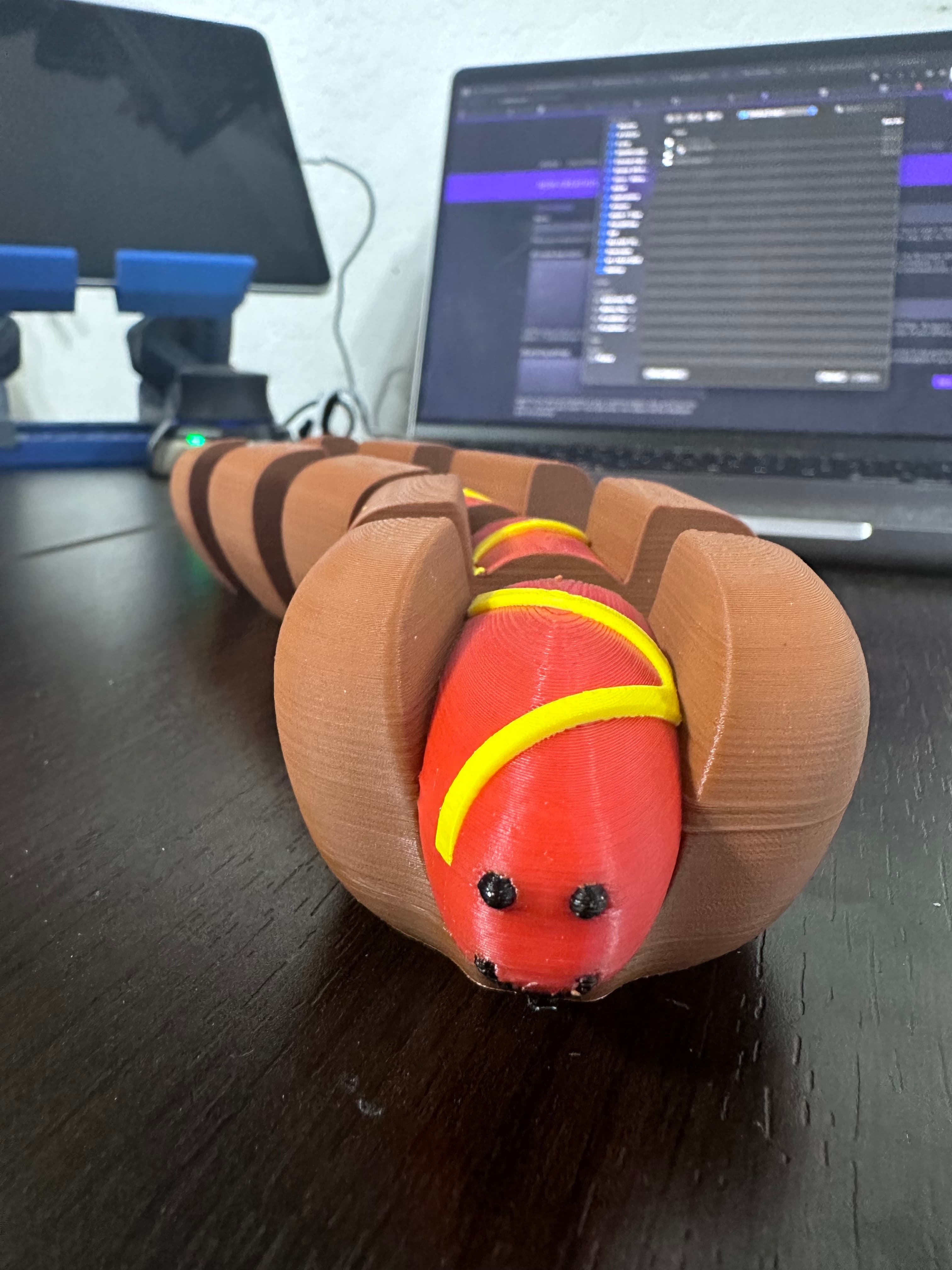 GLIZZIE DRAGON! HOTDOG ARTICULATING, PRINT IN PLACE DRAGON 3d model
