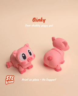 Cute Pig articulated print in place 3d model